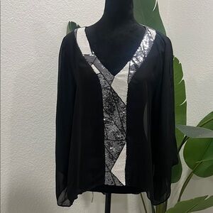 Rampage Black Blouse with Silver Sequin Detail